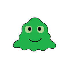 green slime blob with spooky eyes  clean vector