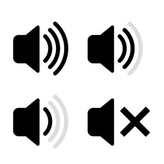 Sound icon set. Vector clipart isolated on white background.