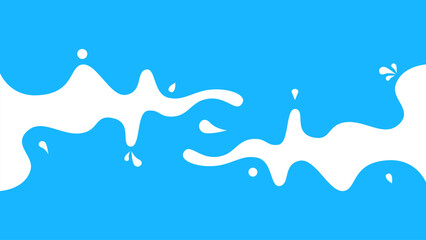 Abstract Blue and White Liquid Splash Background. Minimalist abstract background with flowing white liquid splash on a bright blue backdrop.