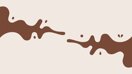 Chocolate Splash Background Vect.or. Minimalist chocolate splash background with abstract liquid shapes on a light beige backdrop. vector illustration