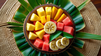 Vibrant fresh island fruit salad from Vanuatu