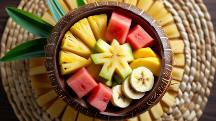 Vibrant fresh island fruit salad from Vanuatu