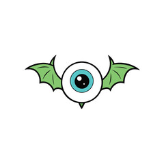monster eyeball with bat wings flying  clean vector