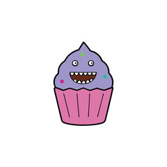 monster jellybean with arms and fangs  clean vector