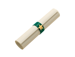 Photorealistic High-Resolution Paper Scroll Parchment with Green Cross Symbol, Seamless Texture in 8K Quality – PNG file isolated on transparent background