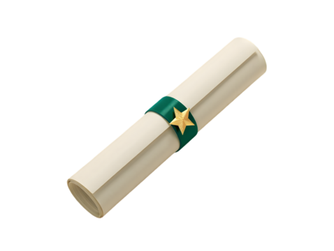 Photorealistic High-Resolution Paper Scroll Parchment with Green Cross Symbol, Seamless Texture in 8K Quality – PNG file isolated on transparent background - Powered by Adobe