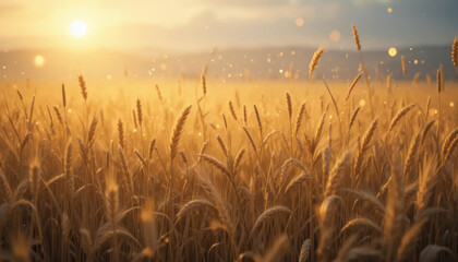 wheat field at sunset