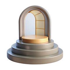 empty podium on blue background