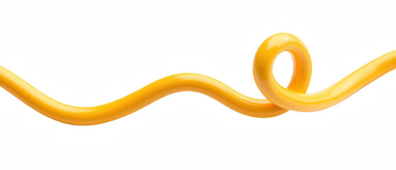 Vibrant yellow twisted line creates playful and dynamic visual element, perfect for design projects