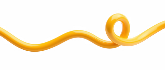 Vibrant yellow twisted line creates playful and dynamic visual element, perfect for design projects