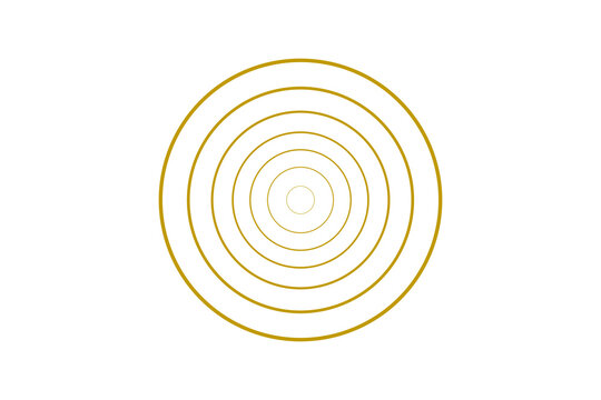Golden yellow concentric circle rings icon on transparent background for target, focus, or design overlay