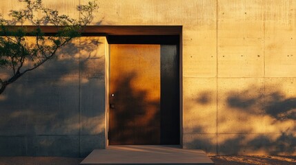 Modern door in minimalist desert home