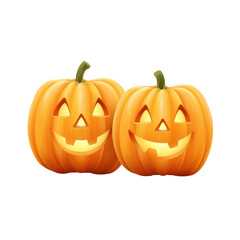 Two Cheerful Halloween Pumpkins with Carved Faces, Iconic Symbols of Fall Festivities and Seasonal Celebrations
