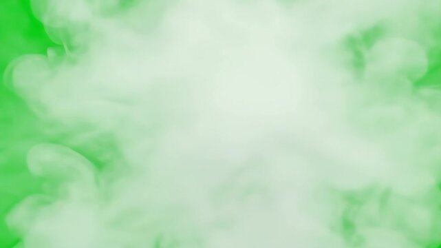 Green screen with Smoke suitable for video editing, movie productions, special effects, and creating realistic smoke animations. VFX Stock Footage 4K