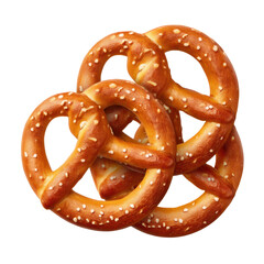 Freshly Baked Soft Pretzels with Sesame Seeds on a White Background for Food Photography Projects