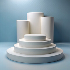 empty podium on blue background