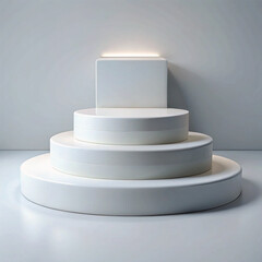 empty podium on blue background