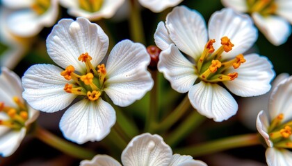 Fototapeta premium Close-Up Macro Shot of Delicate White Flower with Yellow Stamen