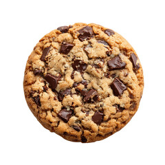 Delicious chocolate chip cookie with chunks of chocolate Isolated on transparent Background.