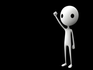 Minimalist 3D Character Raising a Fist in a Gesture of Protest or Victory