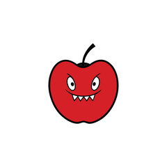 vampire apple with fangs and bite mark  clean vector