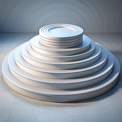 empty podium on blue background