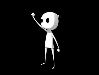 Minimalist 3D Character Raising a Fist in a Gesture of Protest or Victory