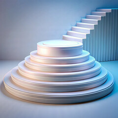 empty podium on blue background