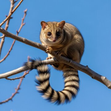 Curious Ringtail Cat Posing on Tree Branch