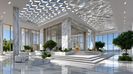 Contemporary architecture with ionic column design high resolution photo