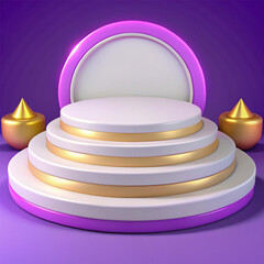 empty podium on blue background