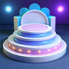 empty podium on blue background