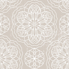 Delicat hand drawn motif seamless pattern in beige colors