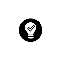 Vector Light Bulb Featuring Checkmark for Creative Idea Validation and Success Illustration