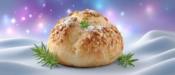 Aesthetic food styling of dusted loaf with paprika studio setting high-quality image bright background culinary concept