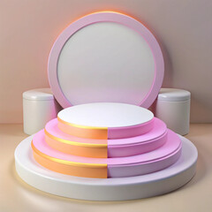 empty podium on blue background