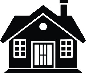 cottage icon vector silhouette on transparent background