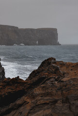 Dramatic landscape of cliffs and rocks by the sea
