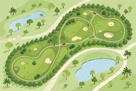 Overhead golf map style illustration.