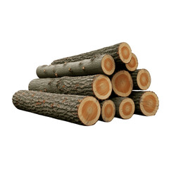 Rustic Charm: Natural Wooden Log Pile in Detailed View (transparent background) Generative Ai.