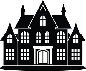 mansion icon vector silhouette on transparent background