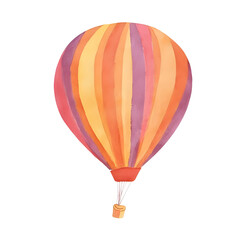 Fototapeta premium a beautiful colorful watercolor hot air balloon on a transparent background