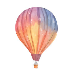 Fototapeta premium a beautiful colorful watercolor hot air balloon on a transparent background