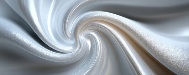 Abstract metallic swirl pattern in silver and white tones, creating a smooth, flowing, and futuristic visual effect.