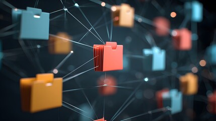 Fototapeta premium Networked folders represent seamless data sharing, digital organization, and enhanced connectivity within modern information technology systems.