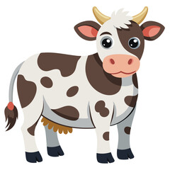 Cute cartoon cow with brown spots