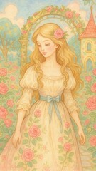 Whimsical fairytale garden illustration