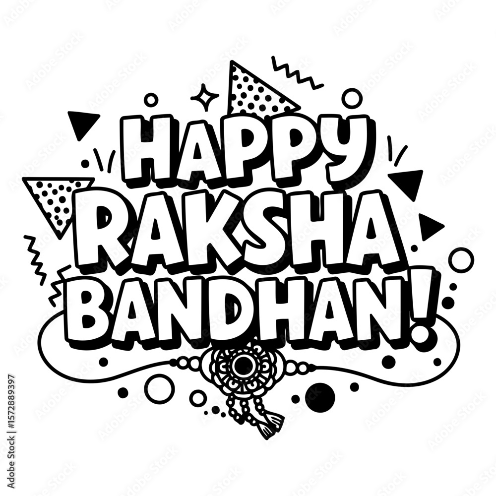 Fototapete happy raksha bandhan graphic design with celebratory text and design elements. decorative graphic wi