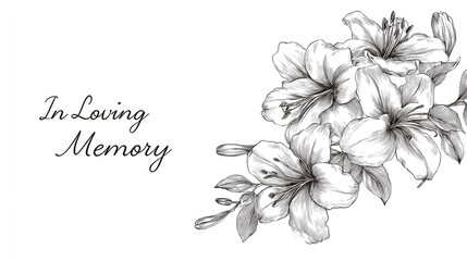 condolence card with flowers in loving memory illustration