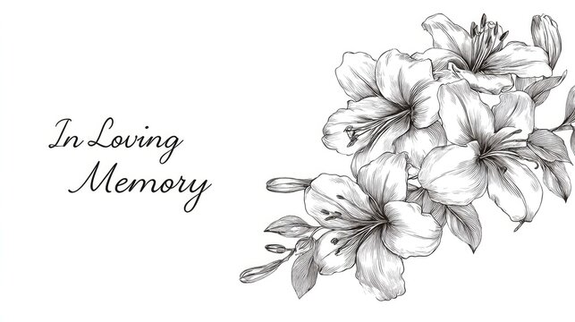 condolence card with flowers in loving memory illustration